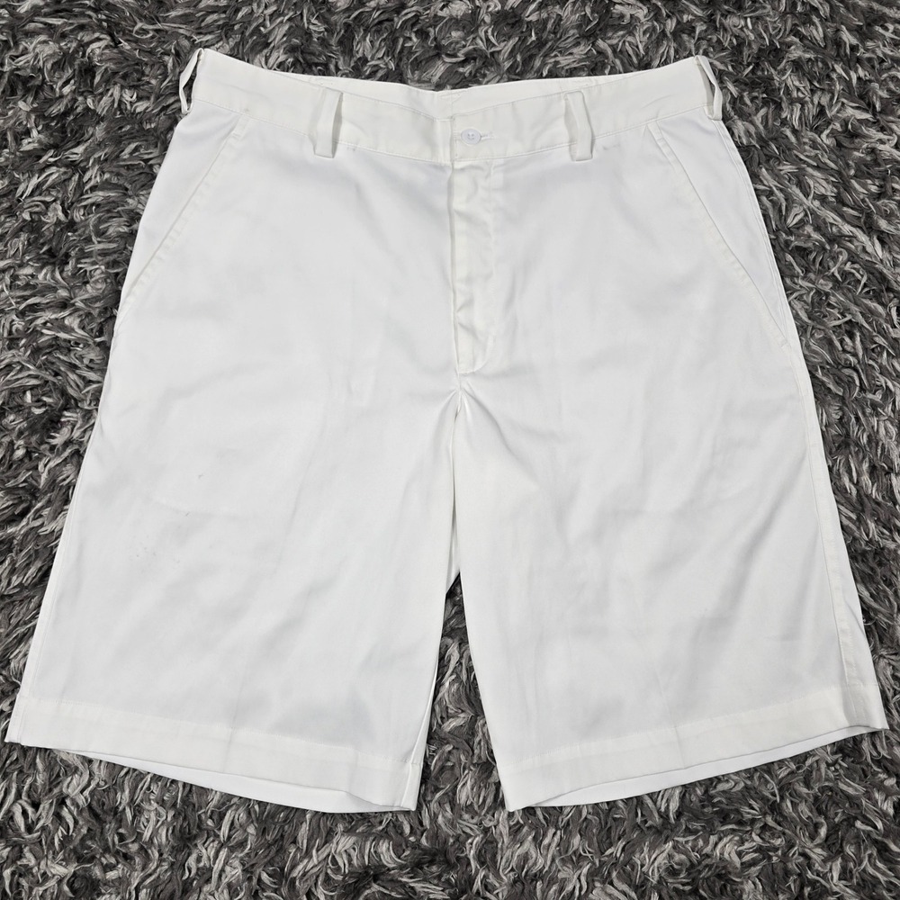 Nike Golf Mens White Dri-FIT Flat Front Shorts Size 32 330239-100 Stretch - Picture 1 of 11